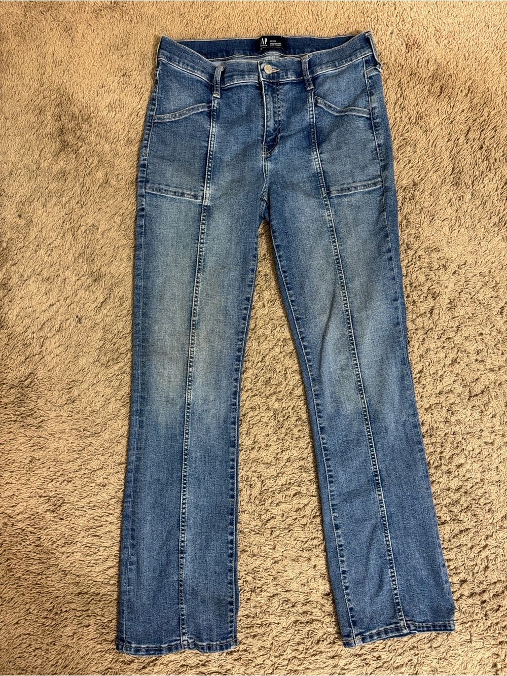 Gap Universal Baby Boot Jeans Women’s High-Rise Blue Seam-Detail size 12 Casual